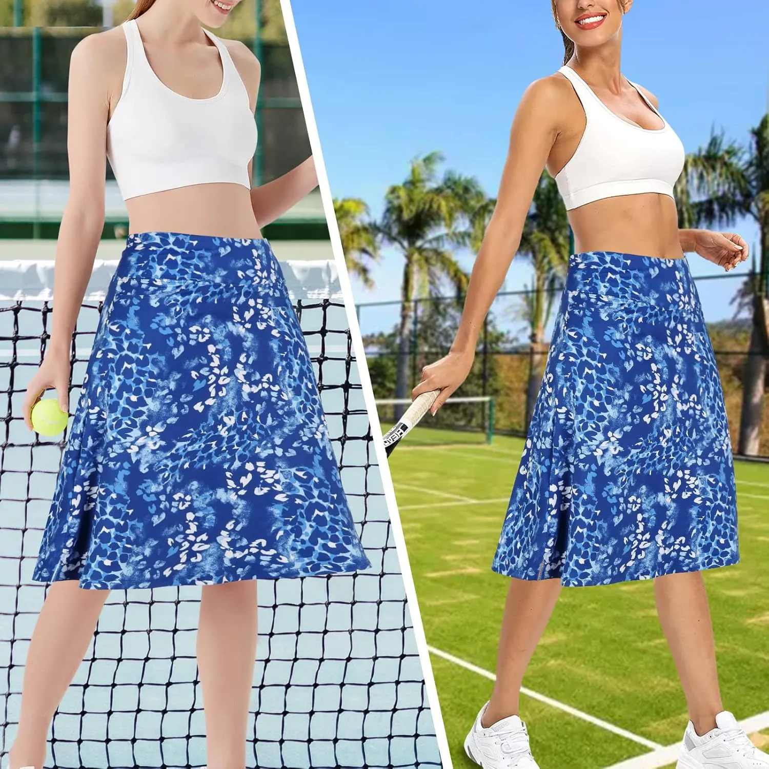 Womens Skorts Modest Knee Length Skirts Athletic Midi Active Running Skirt