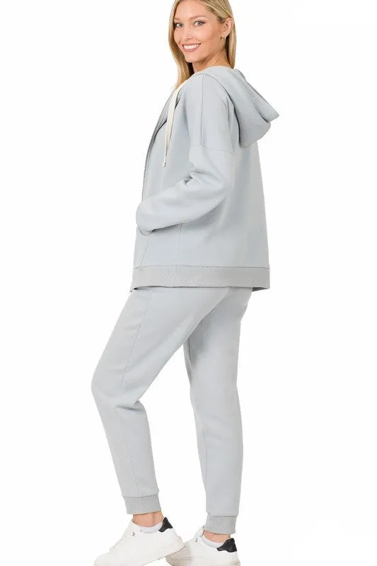 Zipper Hoodie Sweat Jacket & Sweat Pants Set