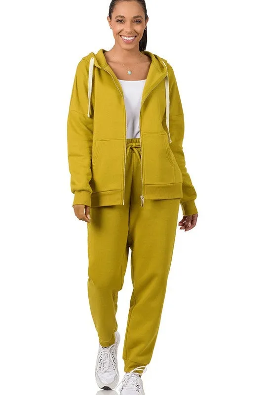 Zipper Hoodie Sweat Jacket & Sweat Pants Set